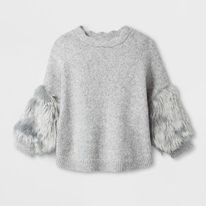 Cat & Jack Grey Fur Pullover Sweater